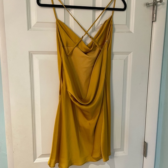 Lovers & Friends Boa Cowl Neck Yellow Satin Dress - Picture 5 of 8